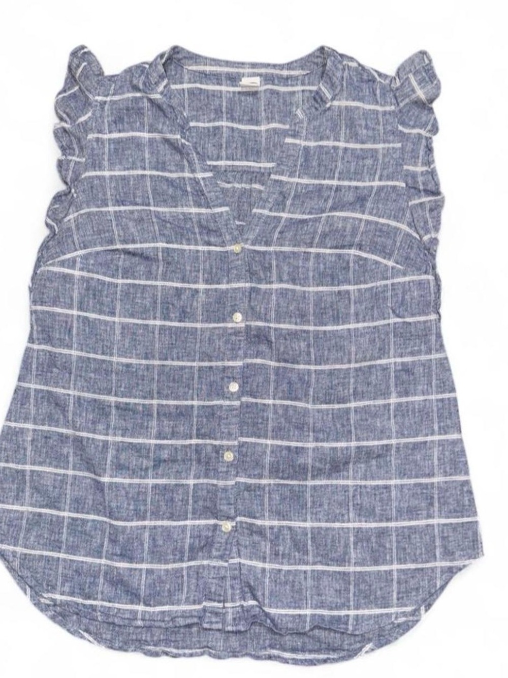 Old Navy Blue Ruffle Button-Up Top